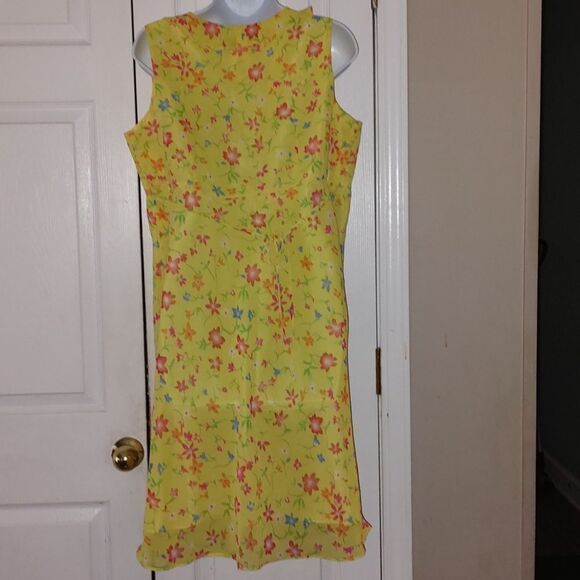 Motherhood Maternity yellow floral print sleeveless summer party dress Sz M - Picture 4 of 5
